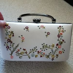 Vintage Springtime satin clutch